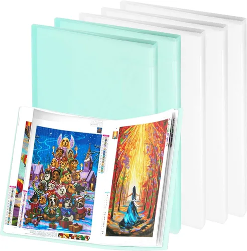 JAPCHET Paquete de 6 libros de almacenamiento de pintura de diamantes A3, 180 bolsillos transparentes, carpeta de presentaciones de portafolio de