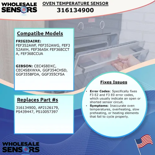 Miniatura 5 de Sensor de temperatura del horno Frigidaire 316134900 de repuesto