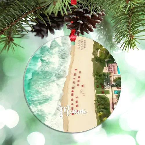 Miniatura 28 de Miami Florida, Estados Unidos, decoración de árbol de Navidad, recuerdos de ciudad de campo, recuerdos personalizados de Navidad 2023, decoración
