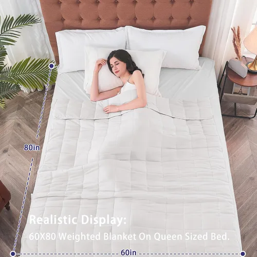 Miniatura 102 de Yescool - Manta con peso para adultos (15 libras, 60 x 80 pulgadas, azul), manta de enfriamiento pesada para dormir, 140-160 libras, manta