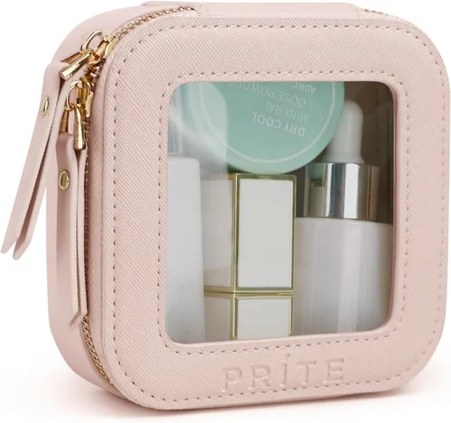Miniatura 17 de Prite Bolsa de maquillaje transparente, estuche organizador de cosméticos, bolsa de aseo de viaje impermeable, bolsa para el cuidado de la piel