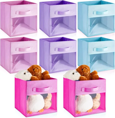 Marsui 8 cubos de almacenamiento con ventana transparente de 11 pulgadas, cubos organizadores para armario, habitación del bebé, sala de juegos con