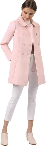 Miniatura 3 de Allegra K - Gabardina larga de invierno con cuello Peter Pan y botonadura doble para mujer