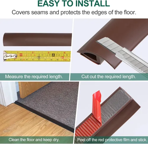 Miniatura 5 de uxcell Tira de borde de suelo para despegar y pegar, tira de transición de alfombra de PVC de 2.75 pulgadas de ancho para puerta laminada de altura
