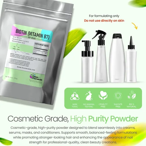 Miniatura 6 de Biotina (vitamina B7) Polvo de vitamina B7 en polvo para la salud del cabello, la piel y las uñas, vitamina de biotina sin OMG, sin gluten
