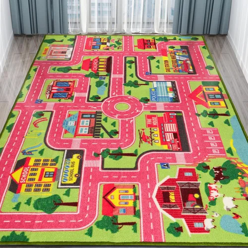 Miniatura 14 de Alfombra de juego para niños, alfombra de autos para niños, alfombra antideslizante con diseño de mapa de ciudad para niños, alfombra para sala