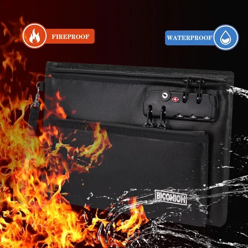 Miniatura 3 de Bolsa de dinero ignífuga con cerradura, bolsa de efectivo bolsa de banco para efectivo, bolsa de almacenamiento de objetos valiosos, caja fuerte