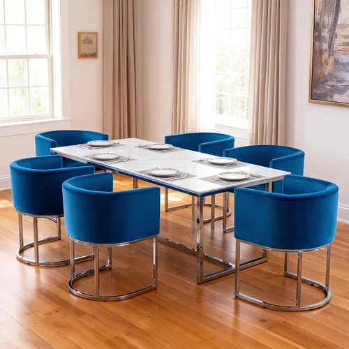 Miniatura 27 de RIVOVA Silla de Comedor Tapizada, Sillón Lateral Moderno Tipo Barril Tapizado, Sillas de Comedor Tapizadas, Cómodo Sillón, Silla Lateral de Cocina