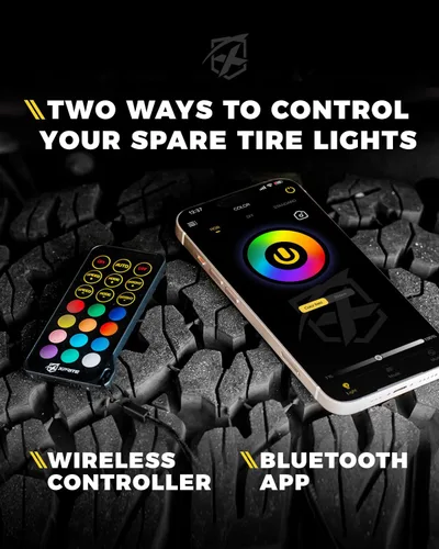 Miniatura 5 de Xprite Luz de freno de neumático de repuesto RGB, luz de rueda trasera de doble anillo compatible con Jeep Wrangler JK JKU 2007-2018, tercera