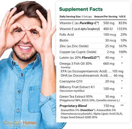 Miniatura 5 de Ocu-GLO Human Vision Formula Cápsulas de apoyo para la salud ocular, 90