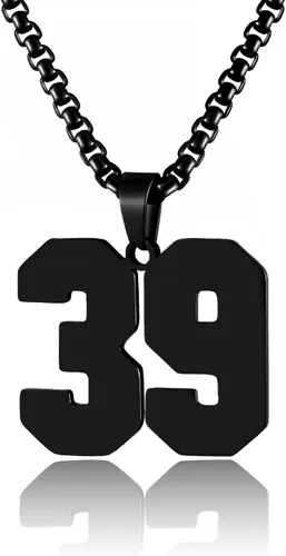 Miniatura 47 de Collar de Número Dorado para Hombre, Cadena de Acero Inoxidable con Colgante de Número para Atletas, Joyería Deportiva Personalizada para Niños