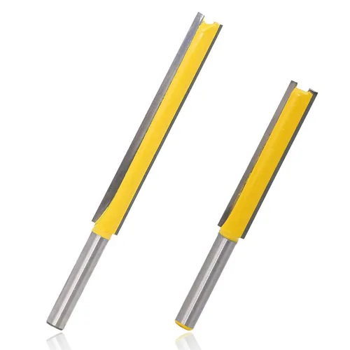 Mesee Juego de 2 brocas de fresado recto extra largo, vástago de 1/4 de pulgada, doble flauta recta, cortador de recorte, herramientas de fresado