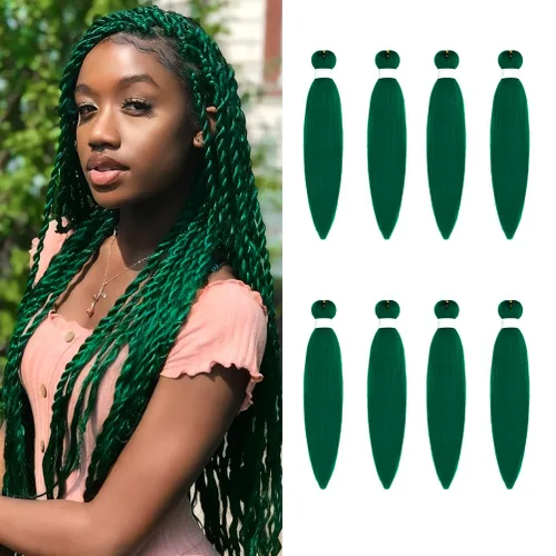 Miniatura 81 de 8 paquetes de extensiones preestiradas - 16 pulgadas de cabello trenzado premium, 55G/paquete, sin picazón, fijación en agua caliente, textura Perm