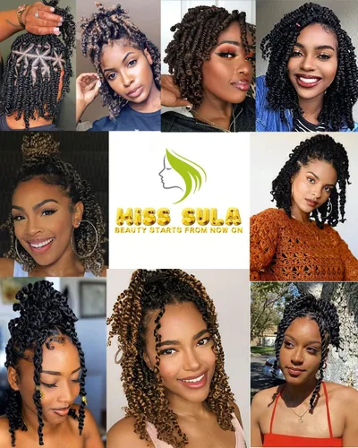 Miniatura 6 de Paquete de 8 paquetes de cabello de ganchillo Passion Twist de 14 pulgadas para mujeres negras y niños, 3 tonos degradado negro a rubio marrón