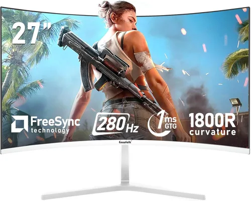 Miniatura 8 de Gawfolk - Monitor de computadora PC de 27 pulgadas, monitor curvo para juegos de 1800R 180Hz, FHD1080p 1ms sin bisel, freesync, 98% sRGB, ángulo