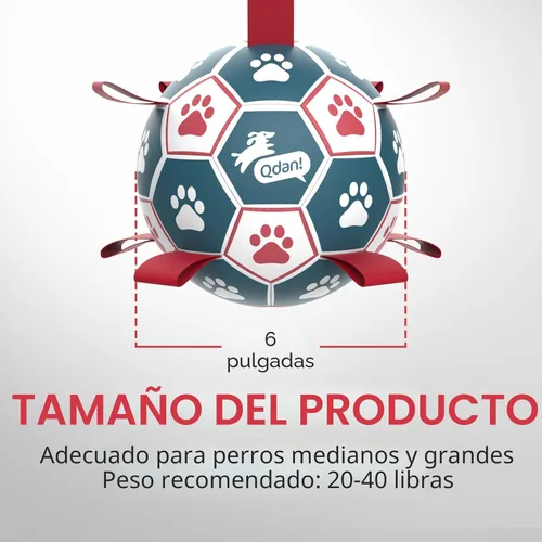 Miniatura 9 de QDAN Pelota de fútbol para perros con correas, juguetes interactivos de forcejeo, juguete de cumpleaños para cachorros, juguete acuático, para rojo