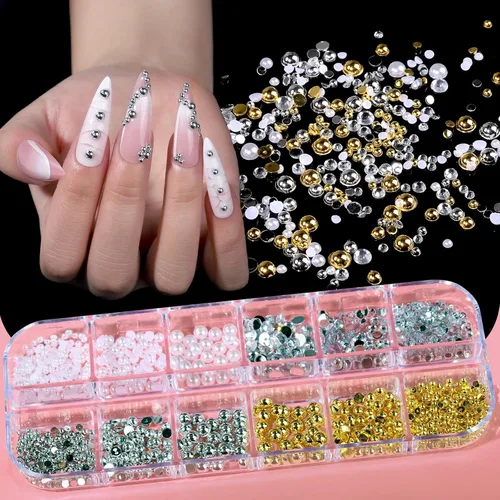 Miniatura 5 de Teenitor Kit de polvo de uñas cromado, 14 macetas de polvo cromado para uñas con dijes y gemas, polvo de uñas cromado dorado, efecto espejo rojo