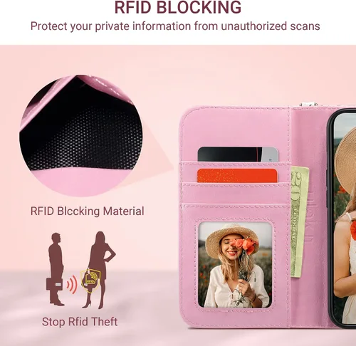 Miniatura 5 de ULAK Funda tipo cartera compatible con iPhone 13 para mujer, funda de piel PU premium con cierre tipo solapa con tarjetero y función de caballete