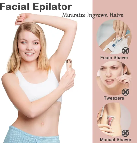 Miniatura 3 de Depiladoras depiladoras para mujeres, depiladora y eliminación de deslizamiento suave 2 en 1, tamaño mini para axilas faciales, espalda, sistema