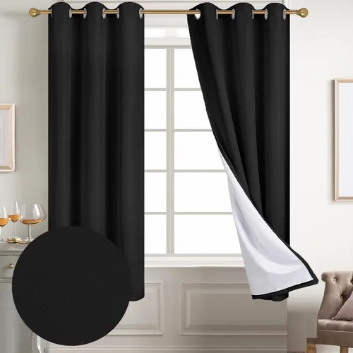 Miniatura 20 de Diraysid Cortinas 100% opacas de lino beige para dormitorio, con ojales, aislamiento térmico, cortinas de oscurecimiento de habitación