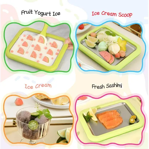 Miniatura 2 de At-Home - Kit de helados enrollados, placa de congelación instantánea de acero inoxidable 2026 con 2 raspadores, bandeja de helado casera, yogur