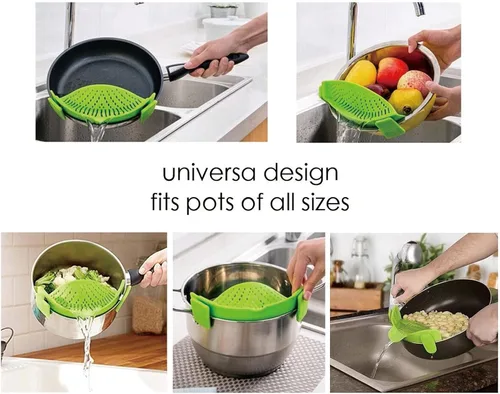 Miniatura 2 de 2 piezas de colador con clip, colador para ollas para pasta, carne, verduras y frutas, coladores de silicona - Se ajusta a todas las ollas y cuencos.
