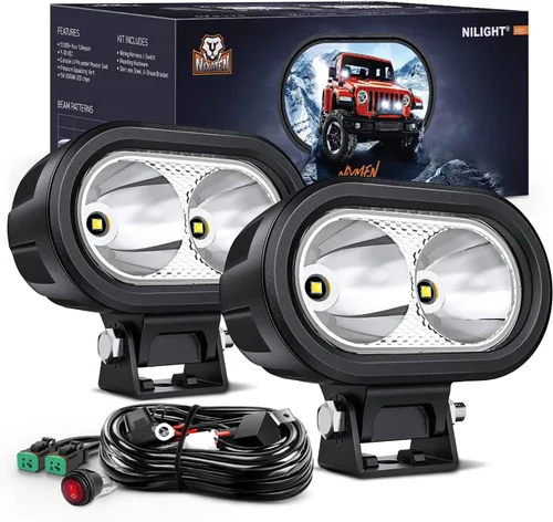 Miniatura 15 de Nilight Focos LED Redondos de 3 Pulgadas para Motocicleta, 2 Unidades, Focos LED Antiniebla Puntuales de 1550LM con EMC Integrado, Luz Auxiliar