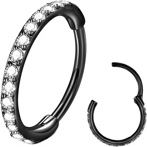 Miniatura 8 de Aretes de acero quirúrgico 316L con circonia cúbica transparente, para cartílago, concha, hélix, rook, tragus, lóbulo, piercing para el cuerpo