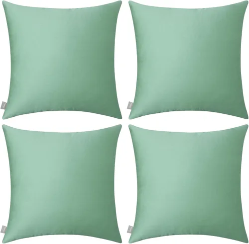 Miniatura 10 de Thmyo - Paquete de 4 fundas de almohada decorativas de 100 % algodón para lumbar, cómodas, sólidas, para Navidad/Halloween, fundas de cojín Blanco