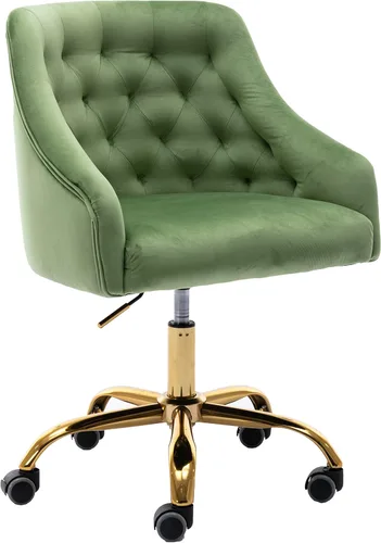 Miniatura 11 de Silla de trabajo cómoda para oficina en casa con ruedas, linda silla de escritorio giratoria ajustable de tocador moderna tapizada en terciopelo