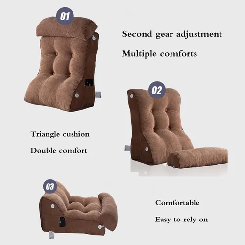 Miniatura 5 de Almohada de lectura para sentarse, respaldo de cuña en la cama/sofá, almohada triangular de lectura, cojín de apoyo lumbar con almohada ajustable