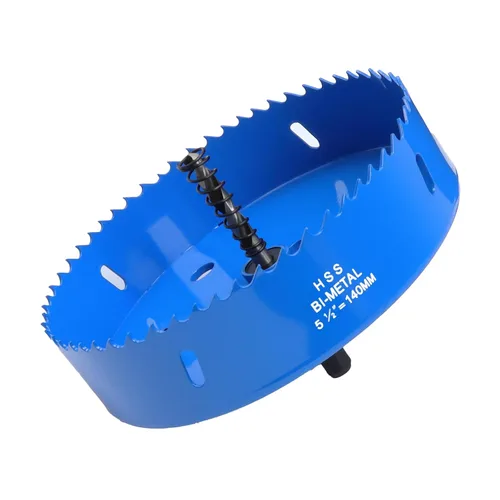 Miniatura 27 de Sierra de agujero azul de 4.53 pulgadas con eje y broca piloto, cortador de agujeros bimetálico para tableros de fibra, madera, paneles de yeso