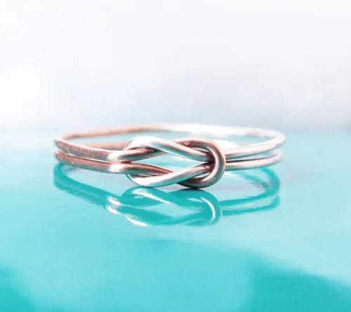 Miniatura 3 de Anillo de doble nudo de amor de plata de ley y oro rosa