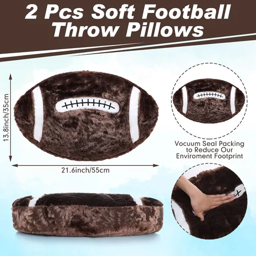 Miniatura 2 de Jetec 2 piezas de almohada de fútbol esponjosa suave en forma de lindo fútbol, decoración deportiva redonda de felpa con tema deportivo, cojín