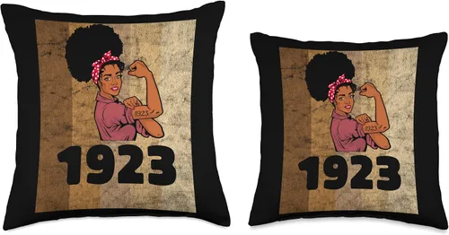 Miniatura 3 de Vintage 1923 Limited Edition 100th Birthday Afro Girls Women Throw Pillow