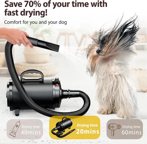 Miniatura 2 de Secador de pelo para perros de alta velocidad para aseo, soplado de 3800 W/5.2 HP para perros grandes, Sechoir Pour Chien con velocidad ajustable
