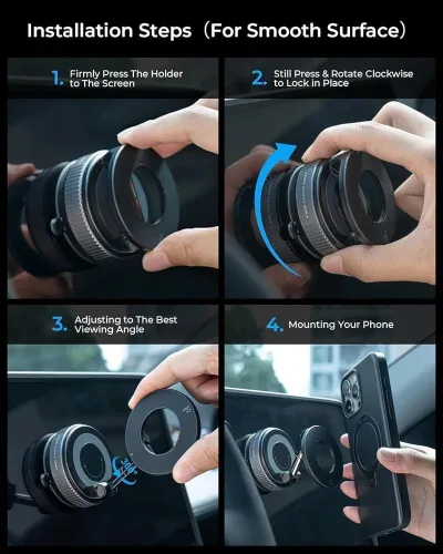 Miniatura 9 de Soporte magnético para teléfono de automóvil de absorción al vacío, adecuado para teléfonos iPhone y Android, soporte de ventosa ajustable de 360°