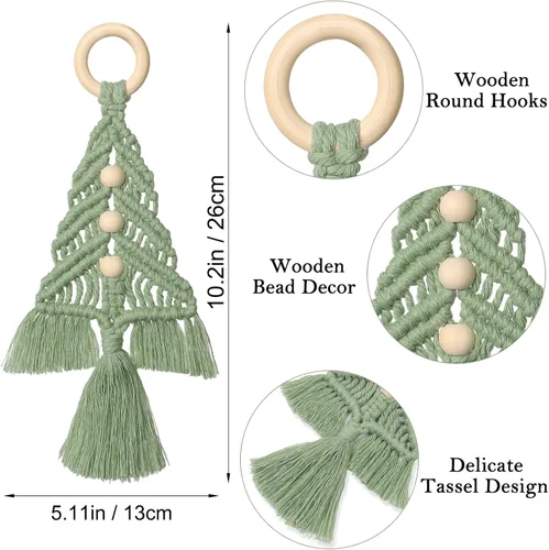 Miniatura 3 de Dremisland Decoración para árbol de Navidad, juego de 3 adornos colgantes de macramé, kits ensamblados, decoración de pared bohemia para suministros