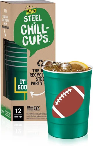 Miniatura 13 de Steel Chill Cups Party Cup America the Beautiful Design para bebidas frías, duradero, desechable, reciclable, fabricado en Estados Unidos, gris, 12