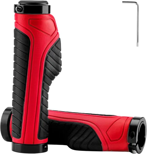 Miniatura 10 de ROCKBROS Empuñaduras de bicicleta de montaña, empuñaduras para manillar de bicicleta, doble abrazadera de aluminio para MTB BMX, extremos de barra
