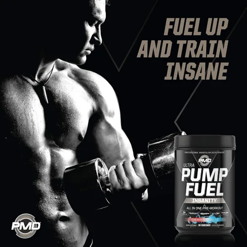 Miniatura 3 de PMD Sports Ultra Pump Fuel Insanity - Pre entrenamiento - Cherry Bombsicle (30 porciones) Sports CG5 Premium Creatina y L-Glutamina en polvo