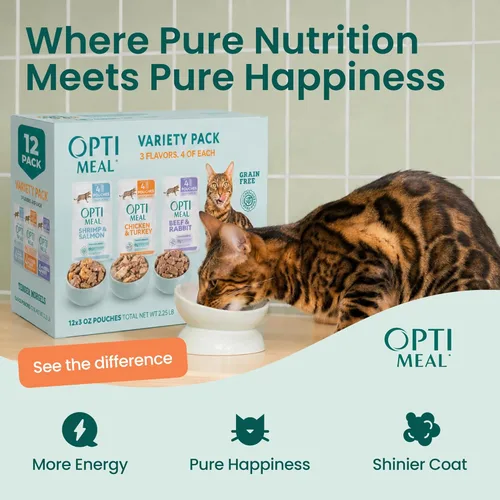 Miniatura 4 de Optimeal Paquete variado de alimentos húmedos para gatos, bocados tiernos sin granos, nutrición premium alta en proteínas hecha con ingredientes