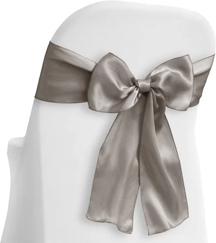 Miniatura 11 de Lann's Linens - 10 elegantes lazos de satén para fundas de silla de boda/fiesta - Banda con lazo para el respaldo de la silla - Negro