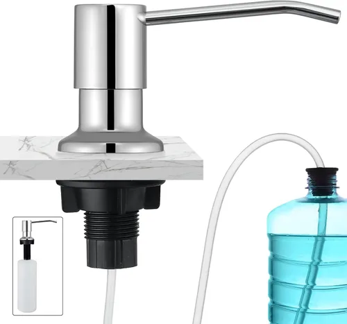 Miniatura 8 de CREA Dispensador de jabón para platos para fregadero de cocina, juego de dispensador de jabón de cocina integrado con tubo de 39 pulgadas, botella
