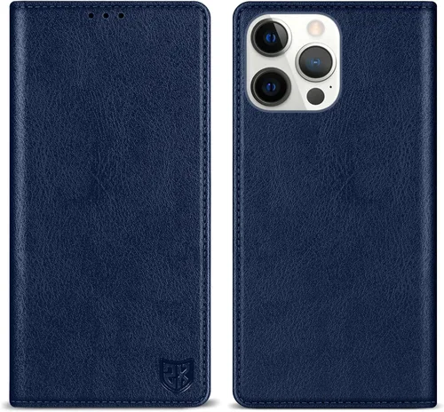 Miniatura 11 de ZZXX Funda tipo cartera para iPhone 14 con bloqueo RFID, soporte de ranura para tarjetas, funda protectora de cuero magnético fuerte plegable