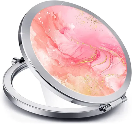 Miniatura 7 de Espejo compacto para mujeres, mini espejo redondo de maquillaje de viaje de bolsillo, bonito espejo de bolsillo plegable portátil pequeño para Flor