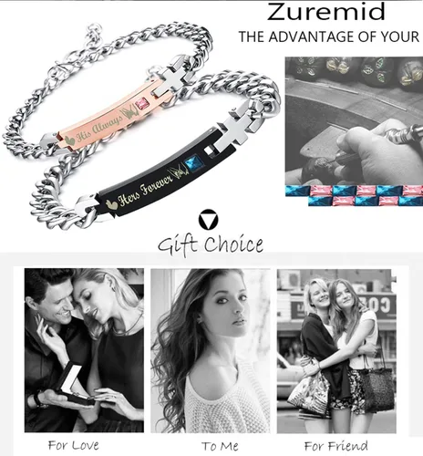 Miniatura 22 de Regalo para enamorado, para él y ella, pulseras grabadas personalizadas para parejas, para mujeres y hombres, juego a juego, regalo de aniversario
