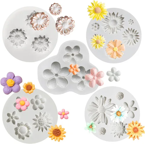 Miniatura 12 de KALAIEN Molde de silicona de flores de crisantemo para decoración de pasteles de fondant, chocolate, azúcar, decoración de pasteles de caramelo