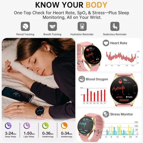 Miniatura 4 de Reloj inteligente AI con GPT, AMOLED de 1.614 in, 1.32 pulgadas, responder/hacer llamadas, seguimiento de actividad y actividad para iPhone Android