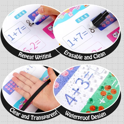 Miniatura 5 de Teling 150 bolsillos de borrado en seco reutilizables a granel para boletos de trabajo, protector de manga de plástico transparente, funda